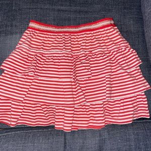 Boden pink and red ruffle, striped skort
